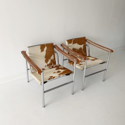 two chairs with spotted pattern